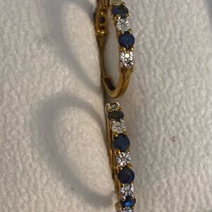 Elegant Gold and Blue Hoop Earrings